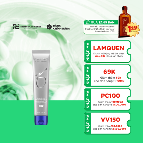 ZO SKIN HEALTH DAILY SHEER BROAD-SPECTRUM SUNSCREEN SPF 50 / KEM CHỐNG NẮNG PHỔ RỘNG CHỐNG NƯỚC VÀ MỒ HÔI
