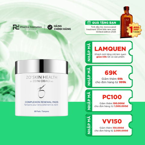 ZO SKIN HEALTH COMPLEXION RENEWAL PADS / MIẾNG CÂN BẰNG pH VÀ TẨY DA CHẾT CHO DA DẦU