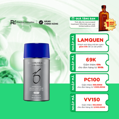 ZO SKIN HEALTH SHEER FLUID BROAD-SPECTRUM SUNSCREEN SPF 50 / KEM CHỐNG NẮNG PHỔ RỘNG SPF50 
