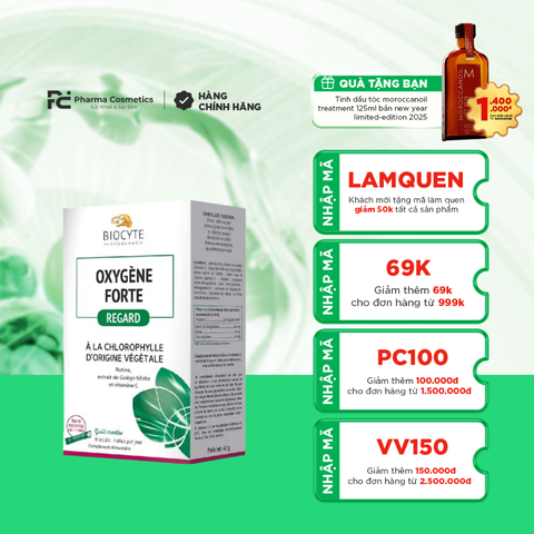 BỘT DIỆP LỤC KẾT HỢP GINGKO VÀ VITAMIN C BIOCYTE OXYGÈNE FORTE
