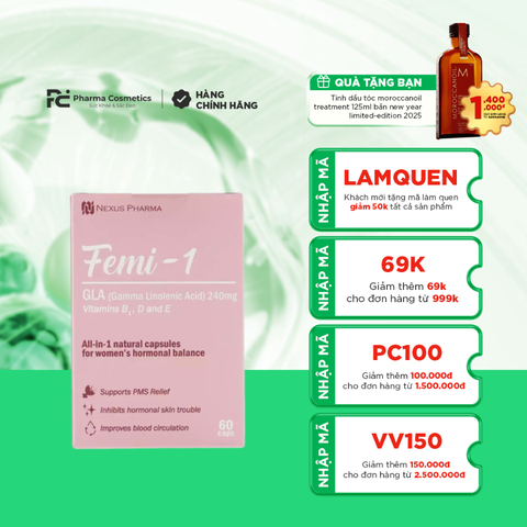 GLUTANEX FEMI-1/ VIÊN UỐNG NỘI TIẾT GLUTANEX FEMI-1