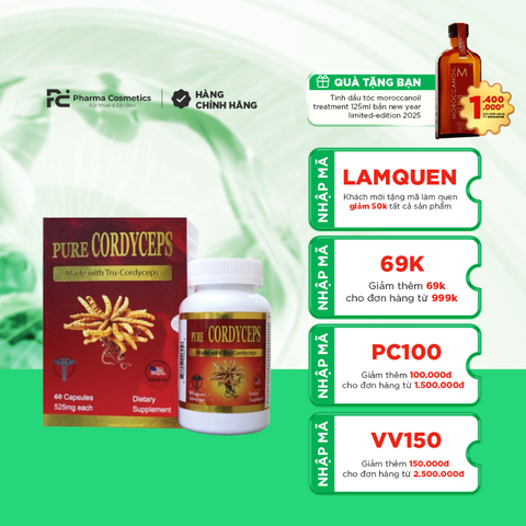 MD DERMATICS PURE CORDYCEPS/ VIÊN UỐNG ĐÔNG TRÙNG HẠ THẢO MD DERMATICS PURE CORDYCEPS