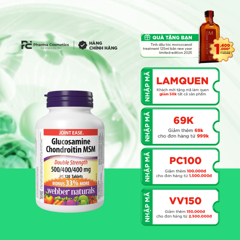 WEBBER NATURALS GLUCOSAMINE, CHONDROITIN, MSM / VIÊN UỐNG BẢO VỆ XƯƠNG KHỚP