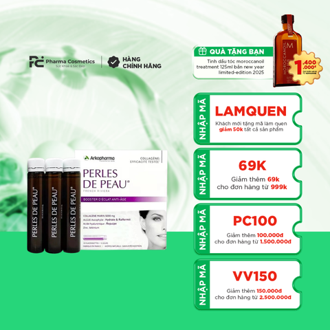 ARKOPHARMA PERLES DE PEAU / NƯỚC UỐNG COLLAGEN 5000 & TẢO BIỂN CHỐNG LÃO HÓA, MỜ NẾP NHĂN