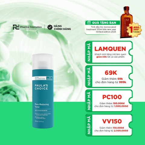 PAULA'S CHOICE SKIN BALANCING PORE-REDUCING TONER: Nước Cân Bằng & Thu Nhỏ Lỗ Chân Lông Cho Da Dầu Mụn