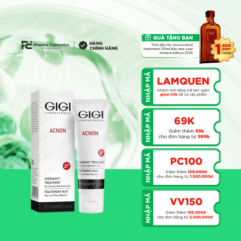 GIGI ACNON OVERNIGHT TREATMENT / KEM DƯỠNG BAN ĐÊM HỘ TRỢ TRỊ MỤN, TÁI TẠO MÔ, NGĂN NGỪA HÌNH THÀNH SẸO VÀ MỤN  