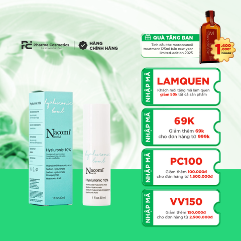 NACOMI NEXT LEVEL HYALURONIC 10% / HUYẾT THANH CUNG CẤP ĐỘ ẨM CHO LÀN DA KHÔ, DA MẤT NƯỚC