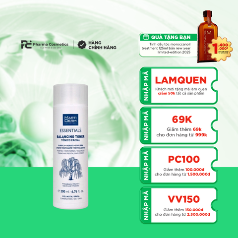 MARTIDERMA ESENTIALS BALANCING TONER/ NƯỚC HOA HỒNG DÀNH CHO DA DẦU&HỖN HỢP
