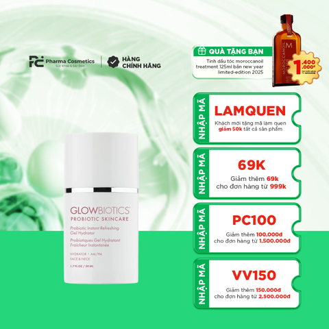 GLOWBIOTICS PROBIOTIC INSTANT REFRESHING GEL HYDRATOR / GEL DƯỠNG CẤP ẨM SÂU, TÁI TẠO VÀ PHỤC HỒI DA