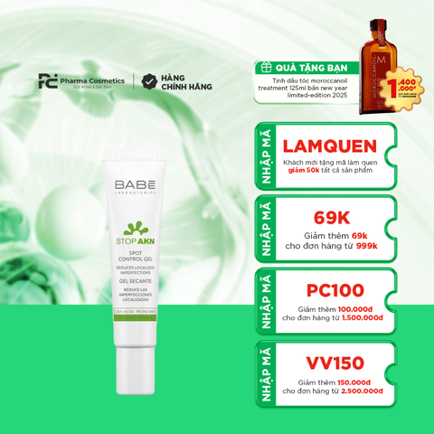 BABE STOP AKN SPOT CONTROL GEL: Gel Chấm Mụn Cấp Tốc - Giảm Mụn, Mờ Thâm & Ngăn Ngừa Sẹo