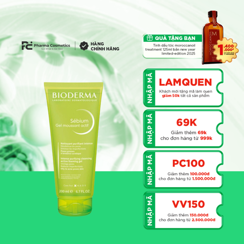 BIODERMA SÉBIUM GEL MOUSSANT ACFIF / GEL RỬA MẶT CÓ CHỨA BỘ ĐỘI HOẠT CHẤT AHA,BHA