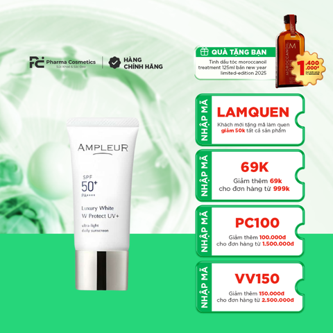 AMPLEUR LUXURY WHITE UV+ / KEM CHỐNG NẮNG DÀNH CHO DA KHÔ, DA TREATMENT, DA SAU XÂM LẤN, DA NHẠY CẢM VÀ TỔN THƯƠNG