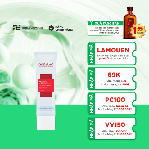 CELL FUSION C KCN AQUATICA 100 SPF59+/PA++++ / KEM CHỐNG NẮNG CHO DA KHÔ, HỖN HỢP THIÊN KHÔ, DA NHẠY CẢM