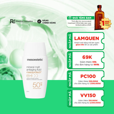 MESOESTETIC MINERAL MATT ANTIAGING FLUID 50+ / KEM CHỐNG NẮNG THẾ HỆ MỚI DÀNH CHO DA NHẠY CẢM, DA HỖN HỢP VÀ DA DẦU