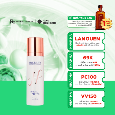 HYDRINITY HYACYN ACTIVE MIST / XỊT PHỤC HỒI & KHÁNG KHUẨN LÀM DỊU DA SAU TREATMENT 