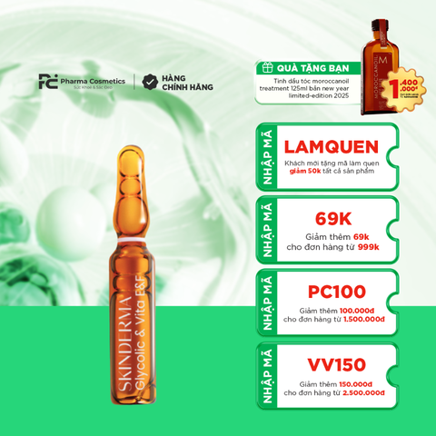 SKINDERMA GLYCOLIC & VITA E+F / TINH CHẤT PHỤC HỒI LÀN DA, MỜ CÁC NẾP NHĂN