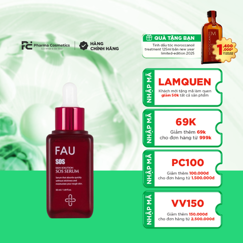 FAU SKIN SOLUTION SOS SERUM / SERUM GIẢM ĐỎ, KHÁNG VIÊM, TRỊ MỤN ( 50ML)