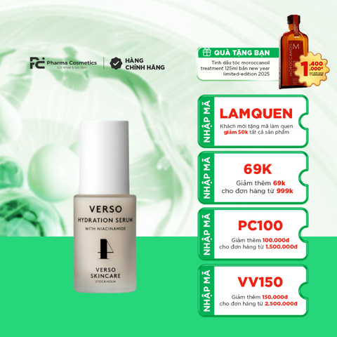 VERSO HYDRATION SERUM / TINH CHẤT CẤP ẨM, LÀM DỊU VÀ TRẺ HÓA DA ( THUẦN CHAY)