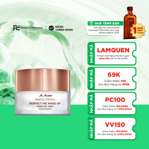 M. ASAM® MAGIC FINISH PERFECT ME MAKE-UP TRANSPARENT 30ML / KEM NỀN TRONG SUỐT KIỀM DẦU LÀM MỜ NẾP NHĂN 
