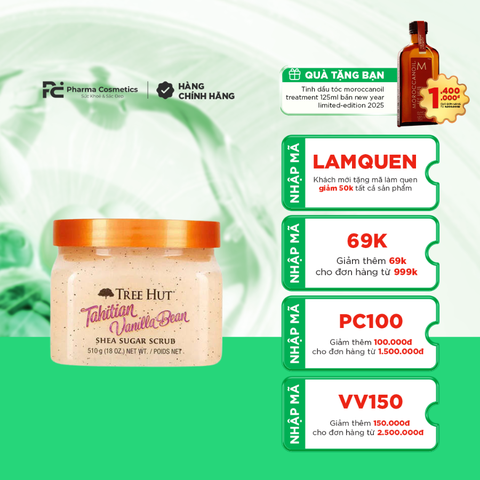 TREE HUT TAHITIAN VANILLA BEAN SHEA SUGAR SCRUB / TẨY TẾ BÀO CHẾT CƠ THỂ
