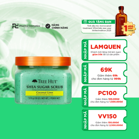 TREE HUT COCONUT LIME SHEA SUGAR SCRUB / TẨY TẾ BÀO CHẾT CƠ THỂ