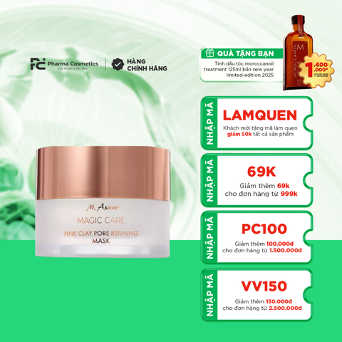 M. ASAM® MAGIC CARE PINK CLAY PORE REFINING MASK 30ML / MẶT NẠ ĐẤT SÉT HỒNG TINH CHỈNH LỖ CHÂN LÔNG 