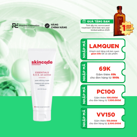 SKINCODE S.0.S OIL CONTROL PORE REFINING MASK / MẶT NẠ ĐIỀU TRỊ MỤN, ỔN ĐỊNH DẦU VÀ SE KHÍT CHÂN LÔNG
