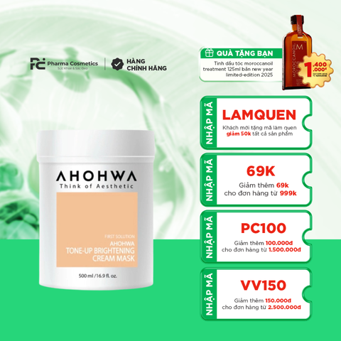 AHOHWA TONE-UP BRIGHTENING CREAM MASK / MẶT NẠ Ủ NHẢ NẮNG, SÁNG DA VÀ ĐỀU MÀU DA
