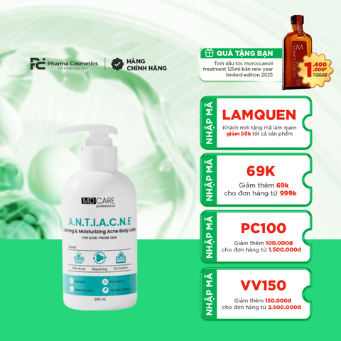 MDCARE A.N.T.I.A.C.N.E CALMING & MOISTURIZING ACNE BODY LOTION / SỮA DƯỠNG THỂ DÀNH CHO DA MỤN