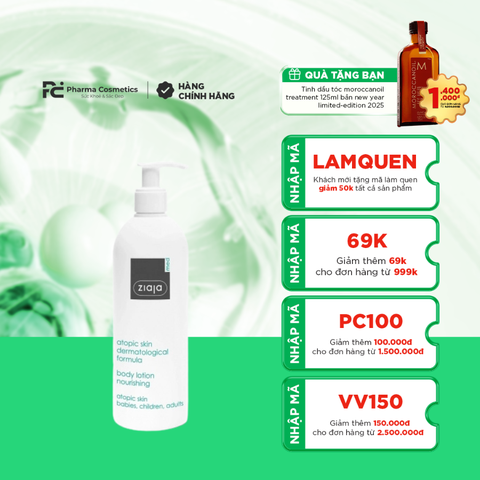 ZIAJA MED ATOPIC SKIN DERMATOLOGICAL FORMULA BODY LOTION NOURISHING / SỮA DƯỠNG THỂ 1% URÊ
