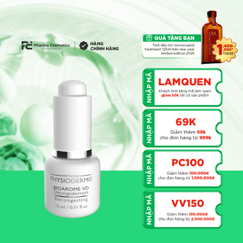 PHYSIODERMIE BIOAROME VD – DECONGESTING / SERUM GIẢM THẦM QUẦNG & BỌNG MẮT, GIẢM SƯNG VIÊM, XUNG HUYẾT, PHÙ NỀ ( 15ML)
