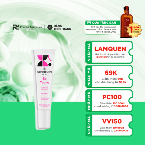 SOPHIESKIN BE YOUNG GLAMOUR CONTOR / KEM DƯỠNG ĐẶC TRỊ LÀM MỜ NẾP NHĂN, CHỐNG LÃO HÓA VÀ TRỊ QUẦNG THÂM MẮT ( THUẦN CHAY)