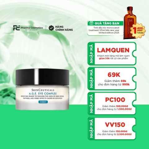 SKINCEUTICALS A.G.E. EYE COMPLEX / KEM DƯỠNG VÙNG MẮT LÀM GIẢM DẤU CHÂN CHIM VÀ LÀM MỜ NẾP NHĂN