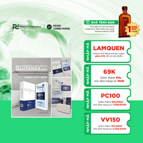 GLUTANEX SOAP/ XÀ PHÒNG TẮM TRẮNG GIẢM THÂM NÁCH, BẸN, KHỬU TAY, ĐẦU GỐI DƯỠNG ẨM VÀ MỊN DA GLUTANEX SOAP