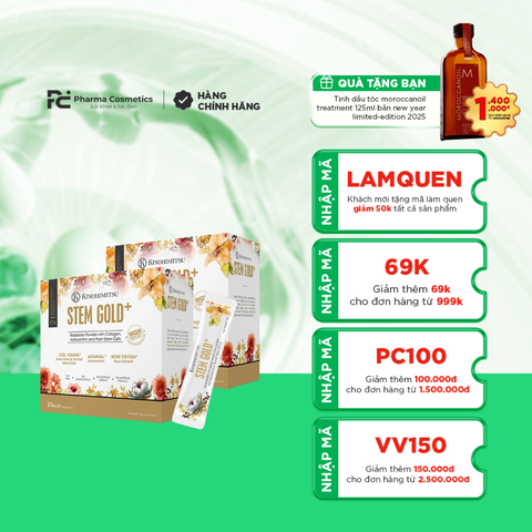 KINOHIMITSU STEM GOLD 6G / BỘT UỐNG COLLAGEN CAO CẤP TĂNG SỰ ĐÀN HỒI, ẨM MỊN VÀ ĐỀU MÀU DA
