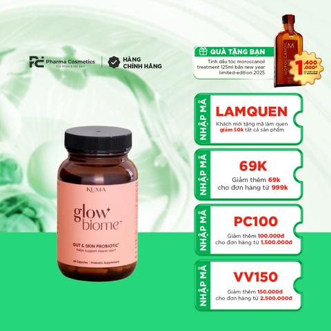 KUMA GLOW BIOME / VIÊN UỐNG CÂN BẰNG HỆ VI SINH, HỖ TRỢ ĐIỀU TRỊ MỤN  