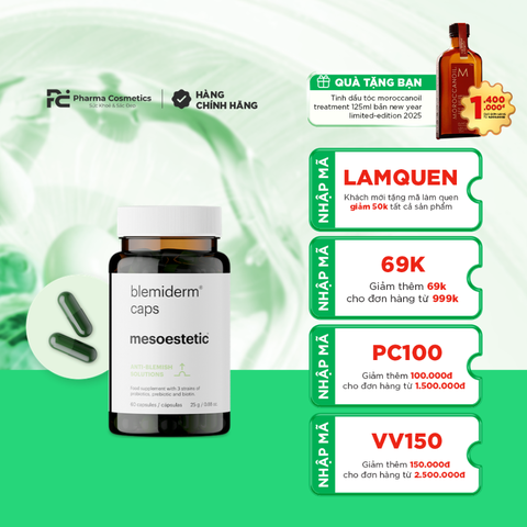 MESOESTETICS BLEMIDERM CAPS / VIÊN NANG HỖ TRỢ ĐIỀU TRỊ MỤN