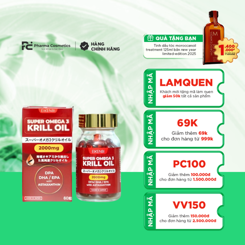 EIKENBI SUPER OMEGA 3 KRILL OIL 2000MG / VIÊN UỐNG DẦU NHUYỄN THỂ
