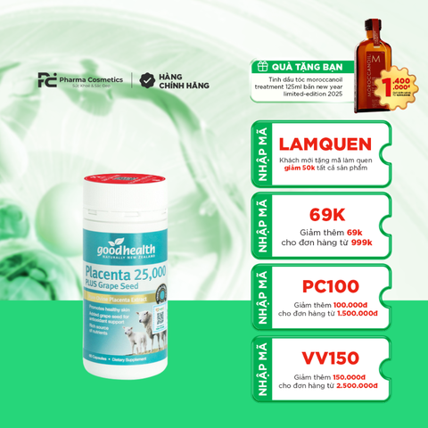 GOODHEALTH PLACENTA 25000 / VIÊN UỐNG HỖ TRỢ CHỐNG OXY HÓA, LÀM ĐẸP DA