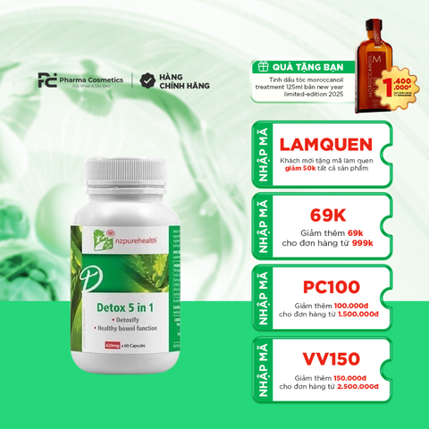 NZ PURE HEALTH DETOX 5IN1 / VIÊN GIẢI ĐỘC GAN, THANH LỌC CƠ THỂ