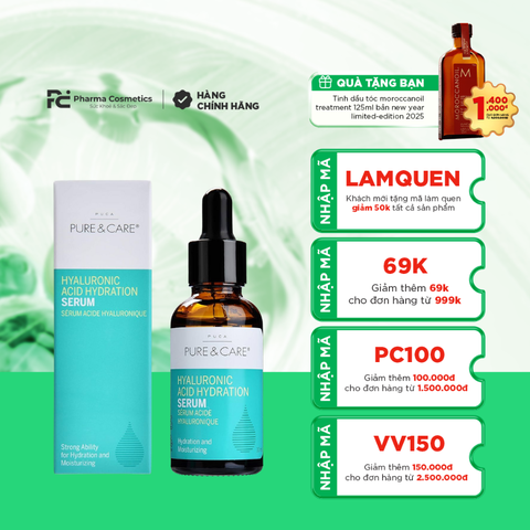 PURE & CARE HYALURONIC ACID / TINH CHẤT DƯỠNG ẨM, LÀM GIẢM NẾP NHĂN