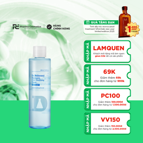 DR.DIFFERENT HYALURON COOL SOOTHING TONER / NƯỚC CÂN BẰNG LÀM DỊU DA