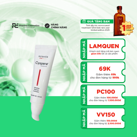 CYSPERA INTENSIVE PIGMENT CORRECTOR 50g / KEM ĐIỀU TRỊ NÁM ĐẦU TIÊN CHỨA CYSTEAMINE 5% ỔN ĐỊNH