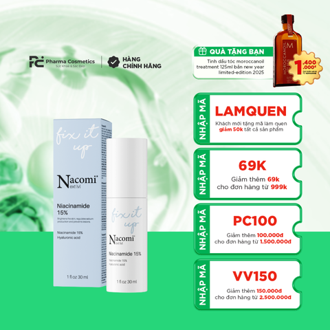 NACOMI NEXT LEVEL NIACINAMIDE 15% / HUYẾT THANH KIỂM SOÁT NHỜN, THU NHỎ LỖ CHÂN LÔNG, TẠM BIỆT MỤN VÀ THÂM