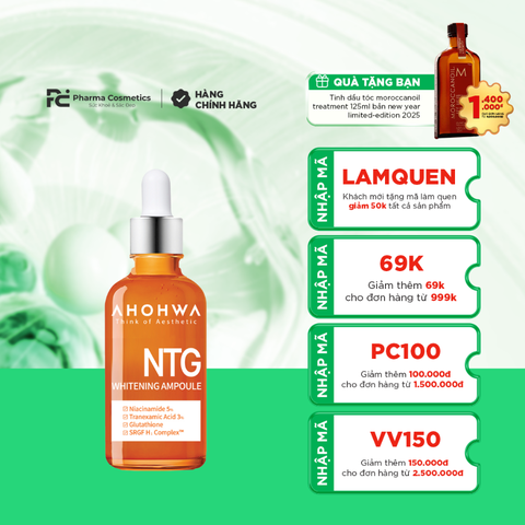 AHOHWA NTG WHITENING AMPOULE / TINH CHẤT ĐIỀU TRỊ NÁM, GIẢM ĐỎ, DƯỠNG TRẮNG, KIỂM SOÁT TĂNG SẮC TỐ 