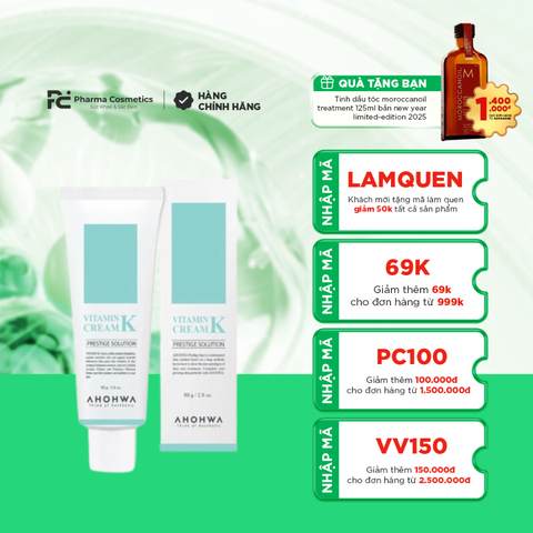 AHOHWA VITAMIN K CREAM / KEM TRỊ MỎNG ĐỎ, GIÃN MAO MẠCH, DA NHIỄM CORTICOID 