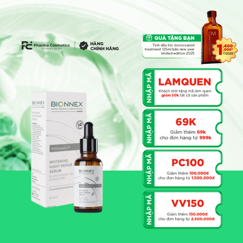 BIONNEX WHITENING NIGHT REPAIR SERUM / TINH CHẤT DƯỠNG BAN ĐÊM TRỊ NÁM VÀ ĐIỀU TRỊ RỐI LOẠN SẮC TỐ DA