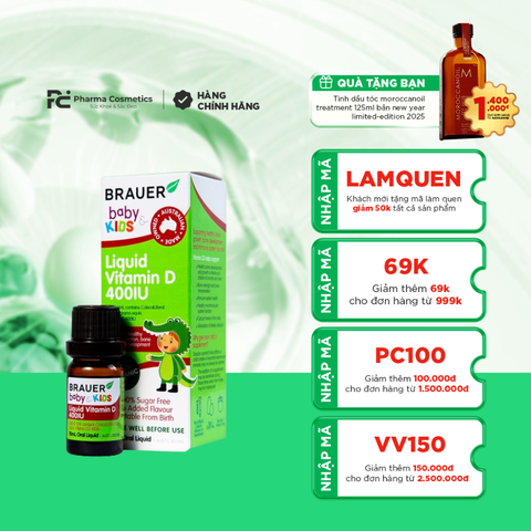 BRAUER LIQUID VITAMIN D 400IU / SIRO BỔ SUNG VITAMIN D CHO TRẺ SƠ SINH TRỞ LÊN