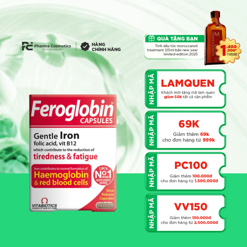 VITABIOTICS FEROGLOBIN CAPSULES / VIÊN UỐNG BỔ MÁU CHO NGƯỜI LỚN