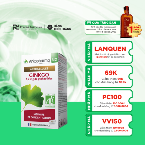 ARKOPHARMA ARKOGÉLULES GINKGO BIO / VIÊN UỐNG BỔ NÃO